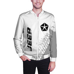 Бомбер мужской Jeep speed на светлом фоне со следами шин вертикал, цвет: 3D-белый — фото 2