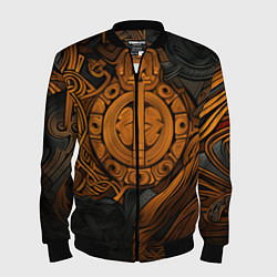 Бомбер мужской Узор в скандинавском фолк-арт стиле, цвет: 3D-черный