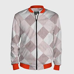 Бомбер мужской Геометрический светло коричневый узор квадраты, цвет: 3D-красный