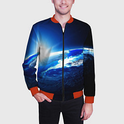 Бомбер мужской Восход солнца в космосе, цвет: 3D-красный — фото 2