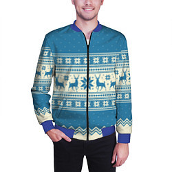 Бомбер мужской Sweater with deer on a blue background, цвет: 3D-синий — фото 2
