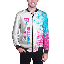 Бомбер мужской Within Temptation neon gradient style по-вертикали, цвет: 3D-черный — фото 2