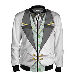 Бомбер мужской Белый мультяшный фрак с шейным платком, цвет: 3D-черный
