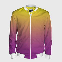 Бомбер мужской Желто-фиолетовый градиент, цвет: 3D-белый