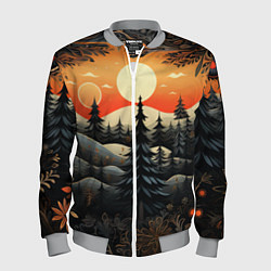 Бомбер мужской Зимний лес в ожидании праздника, цвет: 3D-меланж