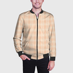 Бомбер мужской Клетчатый тёплый бежевый, цвет: 3D-черный — фото 2