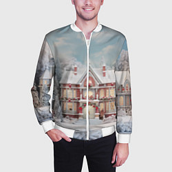 Бомбер мужской Звездное кружево новогодней ночи, цвет: 3D-белый — фото 2