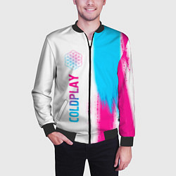 Бомбер мужской Coldplay neon gradient style по-вертикали, цвет: 3D-черный — фото 2
