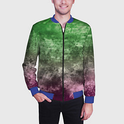 Бомбер мужской Абстракция - Фиолетово-зеленый бардак, цвет: 3D-синий — фото 2