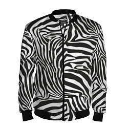 Бомбер мужской Шкура зебры черно - белая графика, цвет: 3D-черный