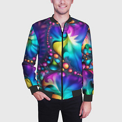 Бомбер мужской Розово синий фрактал, цвет: 3D-черный — фото 2