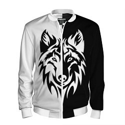 Бомбер мужской Волк чёрно-белый, цвет: 3D-белый