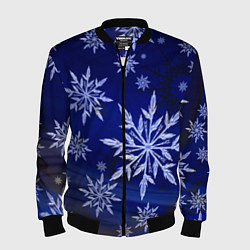 Бомбер мужской Зима и снежинки, цвет: 3D-черный