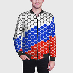 Бомбер мужской Флаг России из гексагонов, цвет: 3D-черный — фото 2
