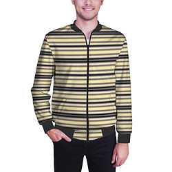 Бомбер мужской Полосатый жёлто-серый, цвет: 3D-черный — фото 2