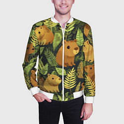 Бомбер мужской Капибары - лесной маскировочный камуфляж, цвет: 3D-белый — фото 2