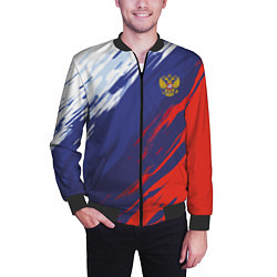 Бомбер мужской Россия Sport брызги красок триколор, цвет: 3D-черный — фото 2