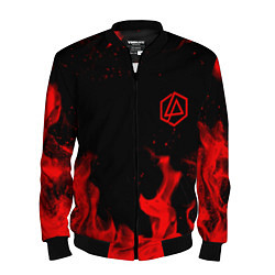 Бомбер мужской Linkin Park красный огонь лого, цвет: 3D-черный