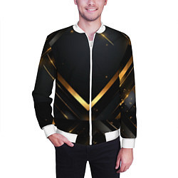 Бомбер мужской Gold luxury black abstract, цвет: 3D-белый — фото 2