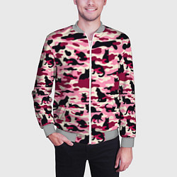 Бомбер мужской Камуфляжные розовые котики, цвет: 3D-меланж — фото 2