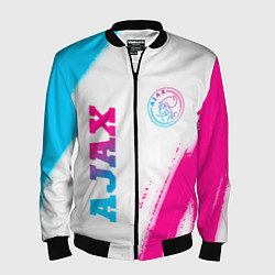 Бомбер мужской Ajax neon gradient style вертикально, цвет: 3D-черный