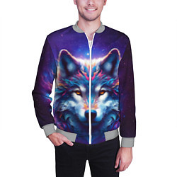 Бомбер мужской Волк и звезды, цвет: 3D-меланж — фото 2
