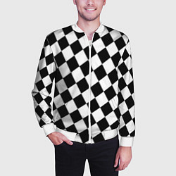 Бомбер мужской Шахматные клетки абстракция, цвет: 3D-белый — фото 2
