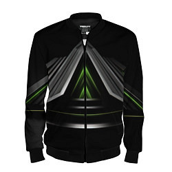 Бомбер мужской Black green abstract nvidia style, цвет: 3D-черный