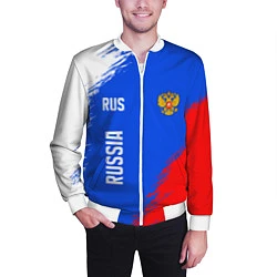Бомбер мужской Триколор и герб России, цвет: 3D-белый — фото 2