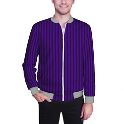 Бомбер мужской Яркий фиолетовый в полоску, цвет: 3D-меланж — фото 2