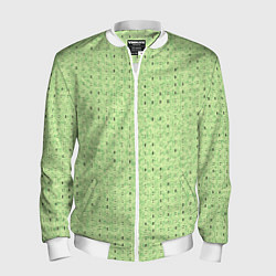 Бомбер мужской Салатовый паттерн в мелкую полосочку, цвет: 3D-белый