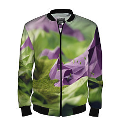 Бомбер мужской Геометрический пейзаж фиолетовый и зеленый, цвет: 3D-черный