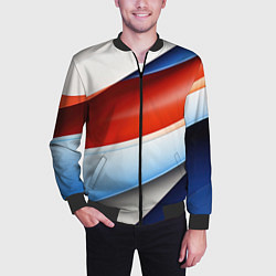 Бомбер мужской Абстрактный минимализм плавные волнистые линии, цвет: 3D-черный — фото 2