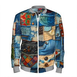 Бомбер мужской Vanguard denim patchwork - ai art, цвет: 3D-меланж