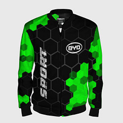 Бомбер мужской BYD green sport hexagon, цвет: 3D-черный