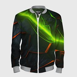 Бомбер мужской Green neon abstract geometry, цвет: 3D-меланж