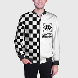 Бомбер мужской Content Warning шашечки, цвет: 3D-черный — фото 2