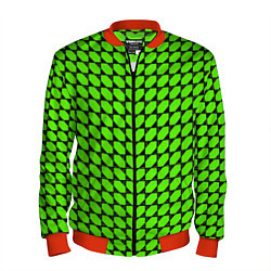 Бомбер мужской Зелёные лепестки шестиугольники, цвет: 3D-красный