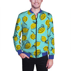 Бомбер мужской Летние лимоны - паттерн, цвет: 3D-синий — фото 2