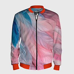 Бомбер мужской Пастельно-голубые и розовые перья, цвет: 3D-красный