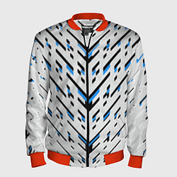 Мужской бомбер Black and blue stripes on a white background