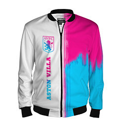 Бомбер мужской Aston Villa neon gradient style по-вертикали, цвет: 3D-черный