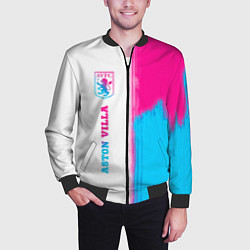 Бомбер мужской Aston Villa neon gradient style по-вертикали, цвет: 3D-черный — фото 2