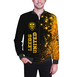 Бомбер мужской Leeds United - gold gradient по-вертикали, цвет: 3D-черный — фото 2