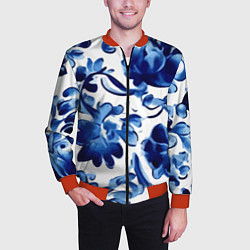 Бомбер мужской Гжель акварель, цвет: 3D-красный — фото 2
