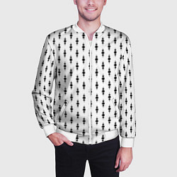 Бомбер мужской Белый в чёрный горошек узором, цвет: 3D-белый — фото 2