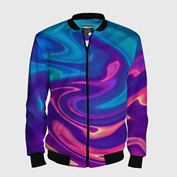 Бомбер мужской Неоновый градиент синий и оранжевый, цвет: 3D-черный