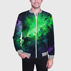 Бомбер мужской Круглый зеленый мистический фон, цвет: 3D-меланж — фото 2
