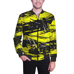 Бомбер мужской Yellow geometry - спортивный узор, цвет: 3D-черный — фото 2