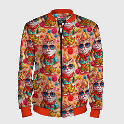 Мужской бомбер Коты и летний вайб паттерн